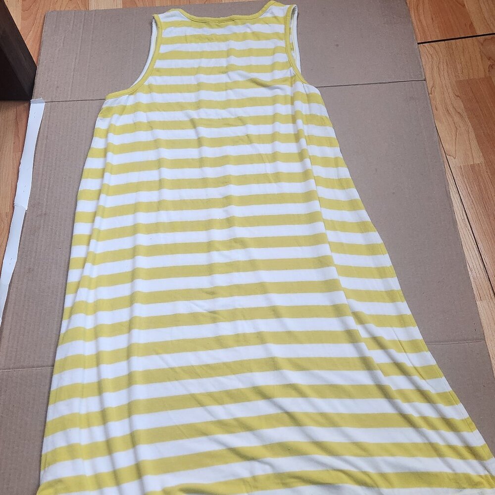 GAP Yellow White Stripe Swing Dress Medium Stretch Summer Casual Beach Sundress - Picture 7 of 9